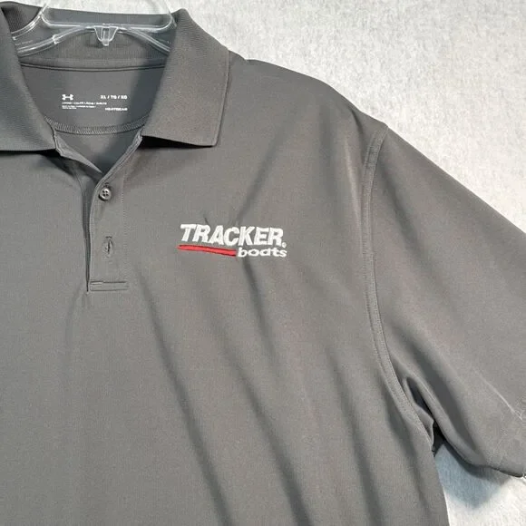 Under Armour Bass Pro Shop Polo Shirt Men's XL Heatgear Loose Tracker Boats Gray - Picture 3 of 9